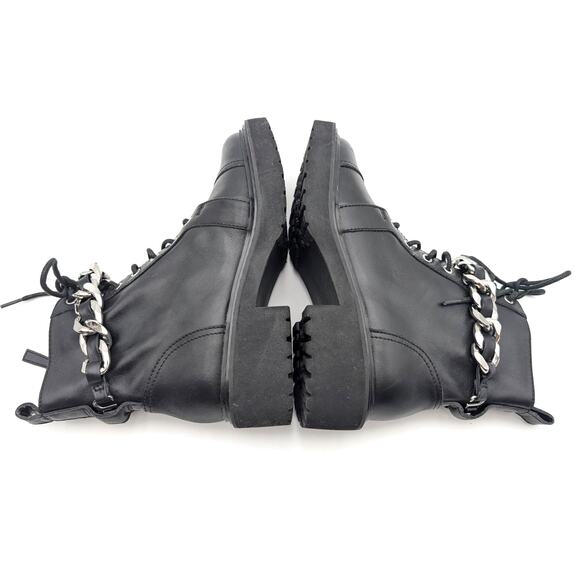 Linea Paolo Thexton Chain Lace Up Ankle Boot Women's Black Size US6.5M EU37 - Picture 11 of 12